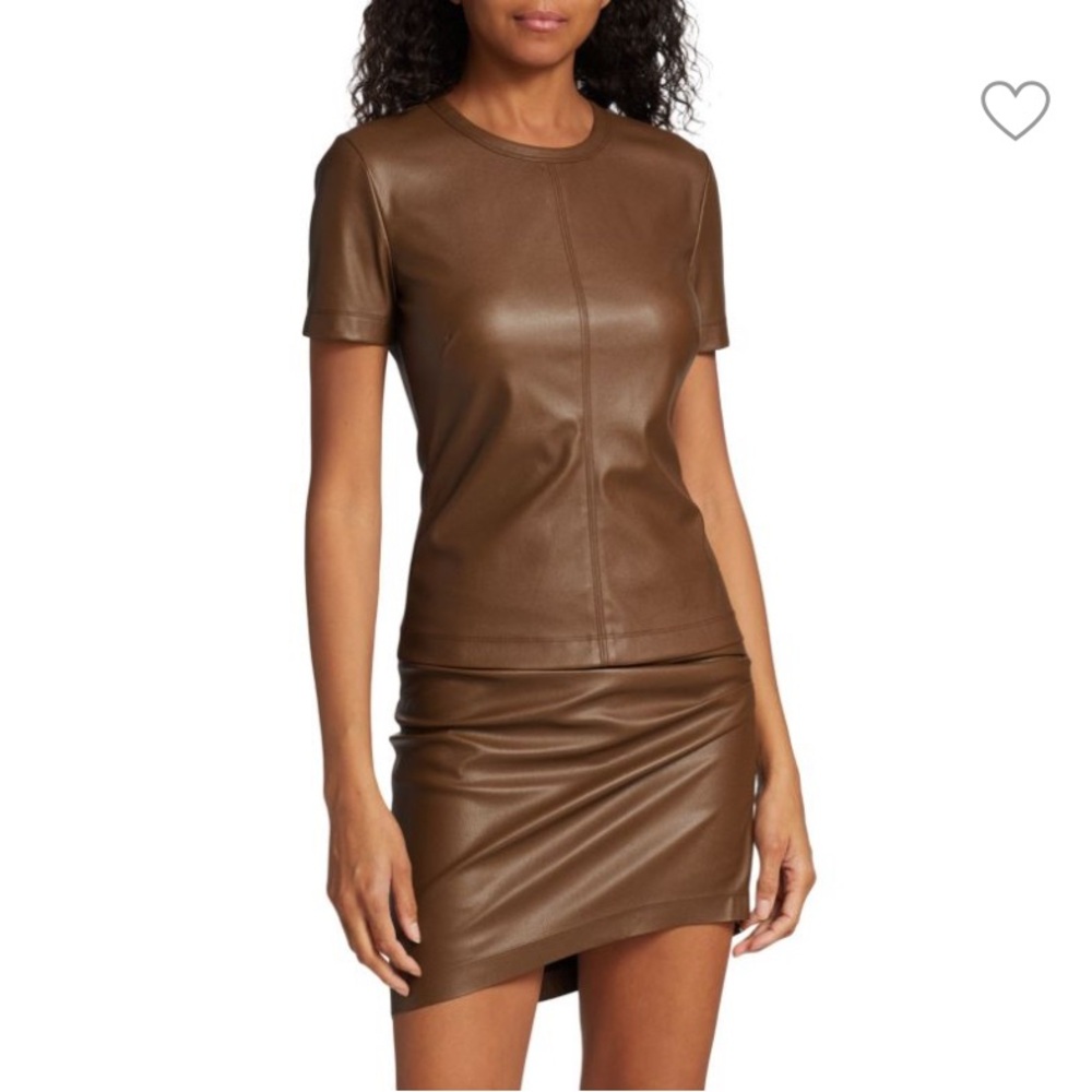 Helmut Lang Brown Faux Leather Top